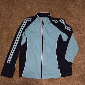 Womans Blue and Black Zip-Up Light Jacket